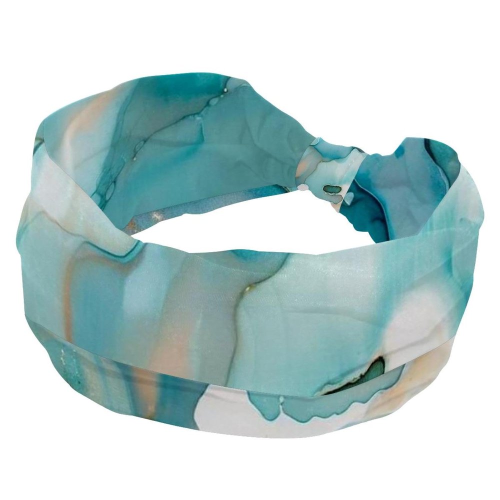 1 Pack Art Marble-1377 Elastic Soft Fabric Non-Slip Women's Fashion Headbands - Soft, Wide, and Stylish for All Occasions