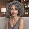HANASCC Salt and Pepper Wigs for Women Deep Curly Grey Glueless Wigs Human Hair Mixed Kinky Curly Deep Wave Gray human hair Short Wigs for Women 10 Inch view 1