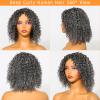 HANASCC Salt and Pepper Wigs for Women Deep Curly Grey Glueless Wigs Human Hair Mixed Kinky Curly Deep Wave Gray human hair Short Wigs for Women 10 Inch view 3
