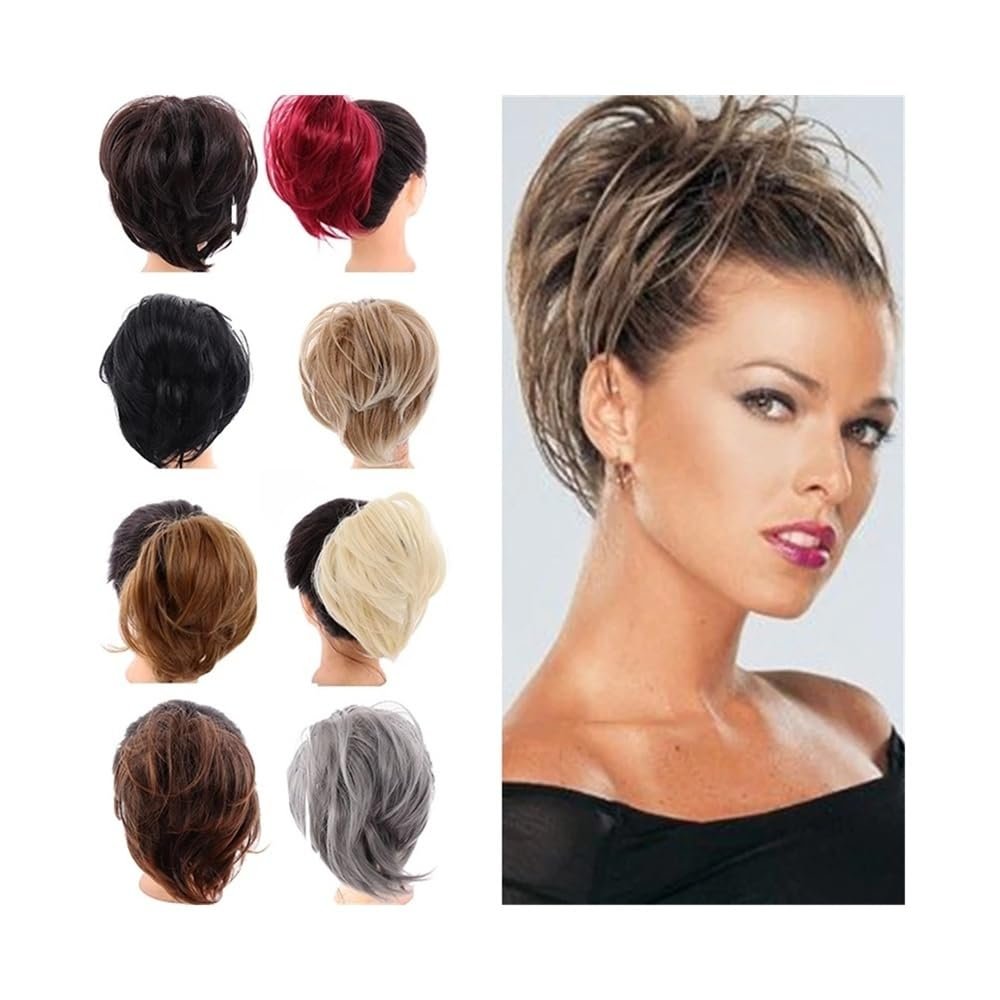 Hair Bun Women's Synthetic Hair Scrunchie Hair Bun Chignon Elastic Band Straight Ponytail Hairpiece Scrunchies(Q20-18T10)
