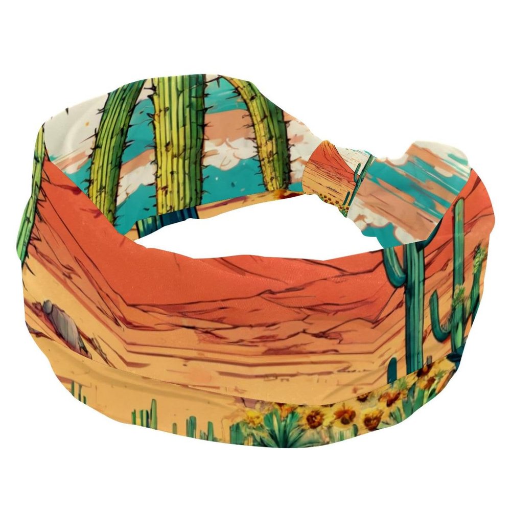 1 Pack Wide Headbands For Women Elastic Headband Colorful Landscape-817 Head Bands Women's Hair Band Turban Workout Soft Sweat Hairband Accessories