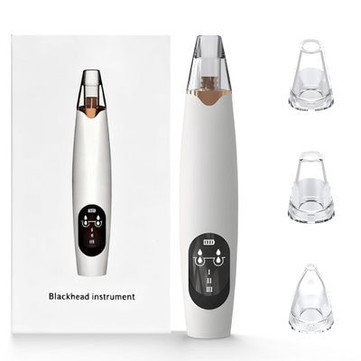Facial Pore Blackhead Remover Vacuum - Facial Pore Cleaner with 3 Adjustable Suction Levels, 3 Probes, USB Charging Interface - Blackhead Extractor Tools for Women & Men (White)