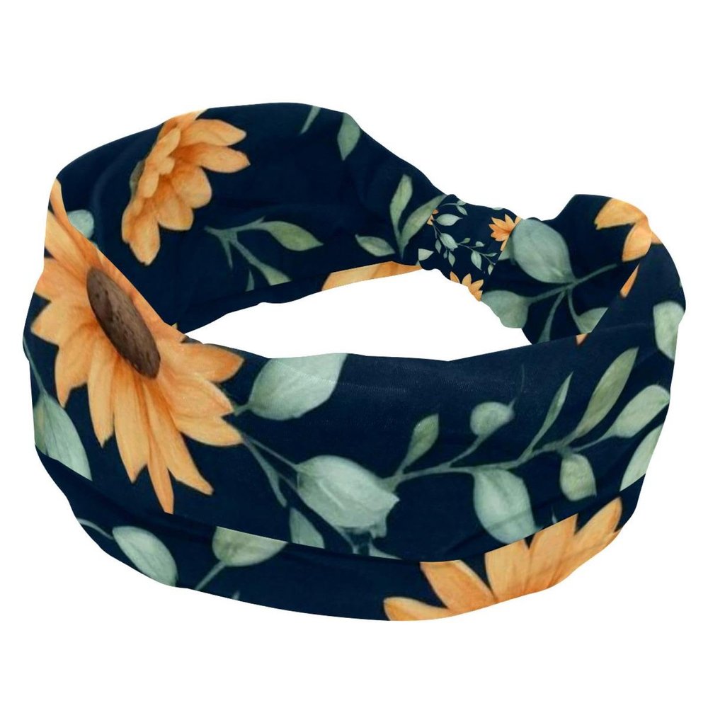 1 Pack Aesthetic Sunflower-354 Elastic Soft Fabric Non-Slip Women's Fashion Headbands - Soft, Wide, and Stylish for All Occasions