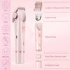 ANFOOS Women's Electric Shaver Bikini Trimmer for Women Razors 2-in-1 Dual Head Design IPX7 Waterproof Wet & Dry Use Body Groomer Hair Trimmer Remover for Facial Underarm Arm Face Leg Bikini (Pink) view 4