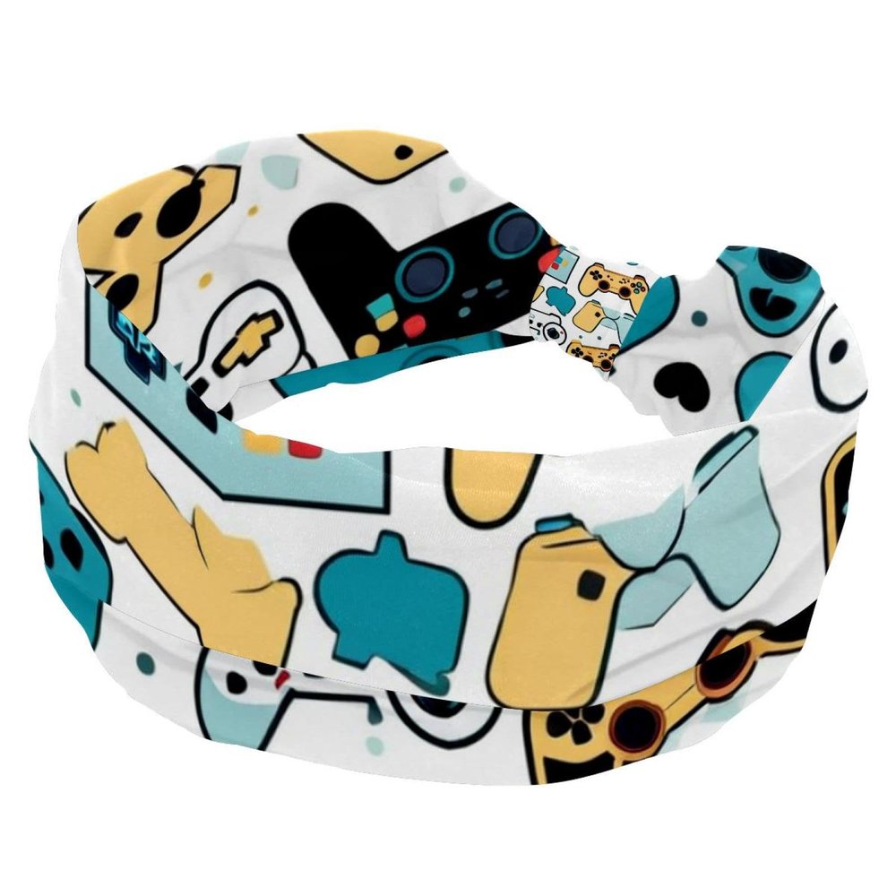 1 Pack Wide Headbands For Women Elastic Headband Art Game Controller-1075 Head Bands Women's Hair Band Turban Workout Soft Sweat Hairband Accessories