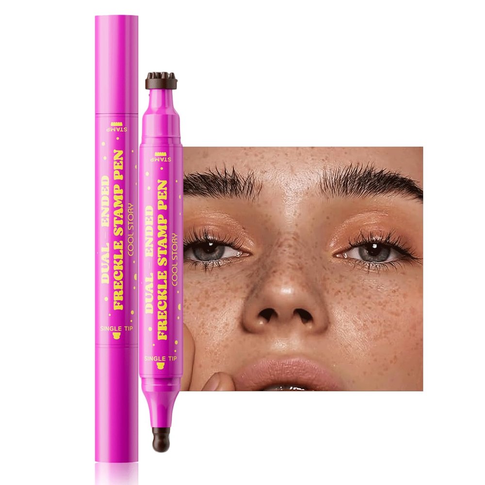 Beauty Glazed Dual-Ended Freckle Stamp Pen  Realistic Faux Freckles Makeup with Soft Sponge Stamp & Precision Tip  Waterproof Long-Lasting Freckle Marker for Natural or Bold Looks (02 Mousy Brown)