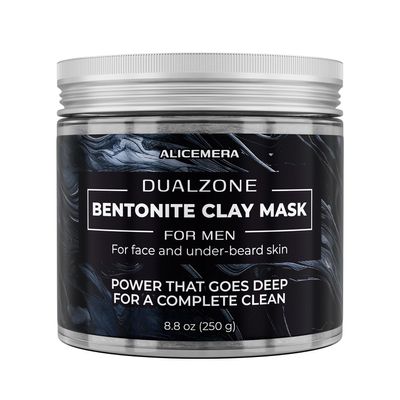 Alicemera DualZone Bentonite Clay Mask for Men Face & Under-Beard Pore Cleanser with Volcanic Soil, Tea Tree & Niacinamide Oil Control & Hydrating Facial Mask 8.8 oz