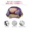 Butterfly and hippo Shower Cap for Women Men Double Layer Waterproof Bath Cap Elastic Reusable Shower Hat Bath Hair Wrap Hat Washable Shower Bonnet for Long Hair, Braids view 3