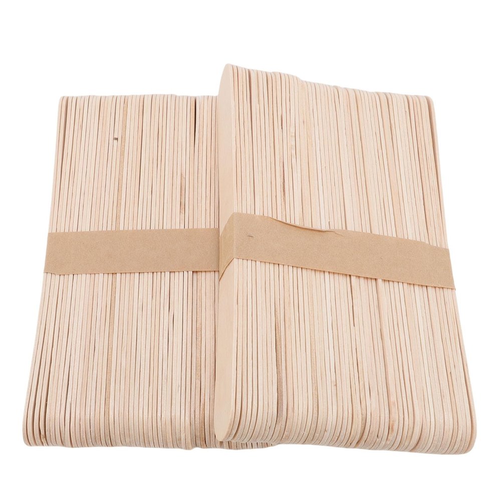 Ymiko 100pcs Wax Stick Wooden Applicator Portable Disposable Hair Removal Sticks Brows Wood Body Small Areas Waxing Stick