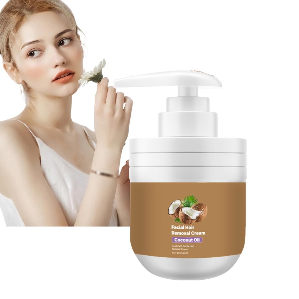 Coconut Oil Facial Hair Removal Cream, 3.52 Fl.Oz Facial Hair Removal Cream For Women, Gentle And Non-Irritating, For Upper Lip And Chin (1PC)