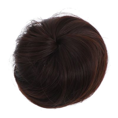 Beaupretty Synthetic Hair Bun Wig Hairpiece with High Temperature Dough Chignon Hair Ring for Women Easy to Style Volume Enhancer for Ponytail Coffee Color