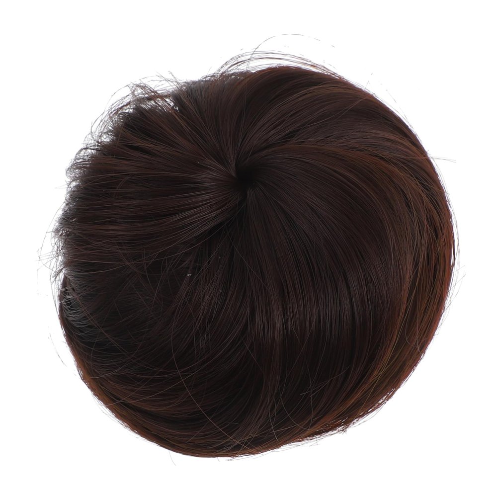 Beaupretty Synthetic Hair Bun Wig Hairpiece with High Temperature Dough Chignon Hair Ring for Women Easy to Style Volume Enhancer for Ponytail Coffee Color