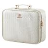 Faquenc Makeup Bag with LED Lighted Mirror 12.2 IN Travel Makeup Bag Adjustable Brightness in 3 Colors Cosmetic Organizer Artist Storage Bag with Dividers Brush Holder Bag Vanity Beige view 1