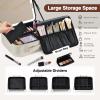 Faquenc Makeup Bag with LED Lighted Mirror 12.2 IN Travel Makeup Bag Adjustable Brightness in 3 Colors Cosmetic Organizer Artist Storage Bag with Dividers Brush Holder Bag Vanity Beige view 3