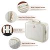 Faquenc Makeup Bag with LED Lighted Mirror 12.2 IN Travel Makeup Bag Adjustable Brightness in 3 Colors Cosmetic Organizer Artist Storage Bag with Dividers Brush Holder Bag Vanity Beige view 4