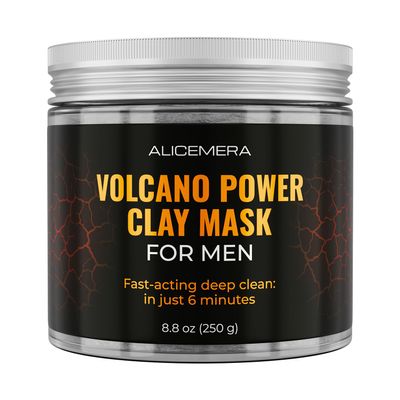 Alicemera Volcano Power Clay Mask for Men  Deep Clean Face Mask with Volcanic Soil & Tea Tree  Kaolin Clay Mask for Pores & Oily Skin  Oil Control & Pore Care  8.8 oz