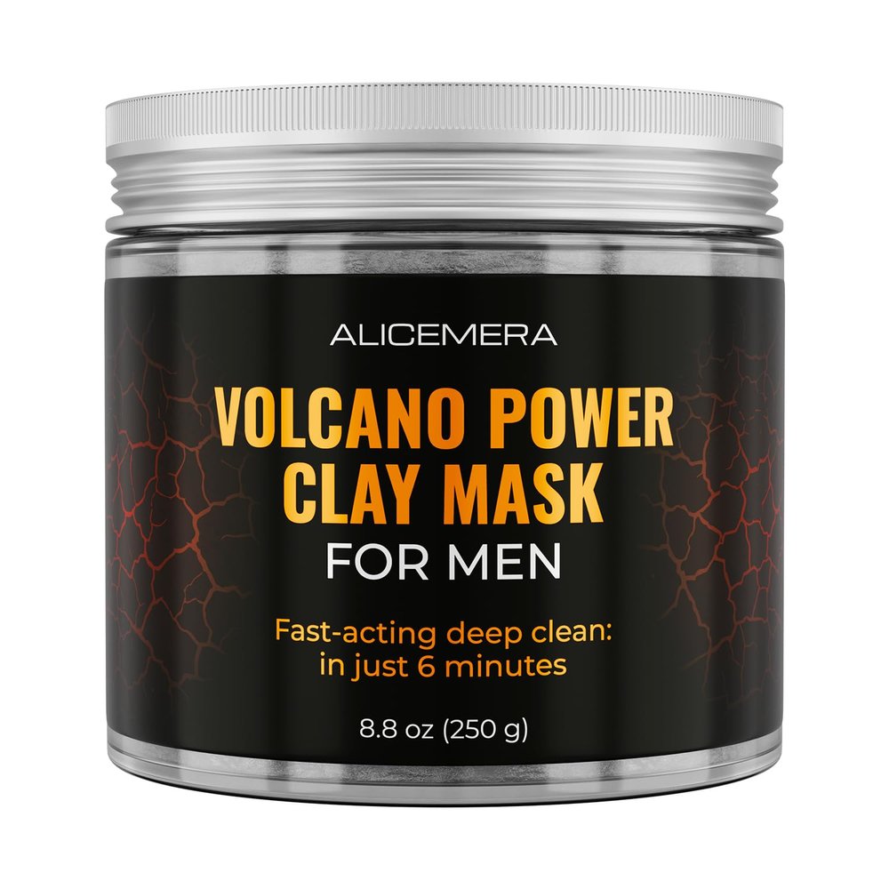 Alicemera Volcano Power Clay Mask for Men  Deep Clean Face Mask with Volcanic Soil & Tea Tree  Kaolin Clay Mask for Pores & Oily Skin  Oil Control & Pore Care  8.8 oz