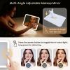 Faquenc Makeup Bag with LED Lighted Mirror 12.2 IN Travel Double Layer Makeup Case Adjustable Brightness in 3 Colors Cosmetic Organizer Artist Storage with Dividers Brush Holder Vanity Beige view 4