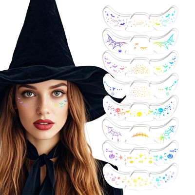 16pcs Freckles Face Tattoo, Waterproof Glitter Tattoos Halloween Themed Sparkle Fake Freckles Stickers for Women Carnival Accessories Concert Party Dance