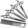 5 kit Japan 440c 7 Black pet Dog Grooming Hair Scissors pet Cutting Shears Haircut thinning Barber Hairdressing Scissors Set view 3