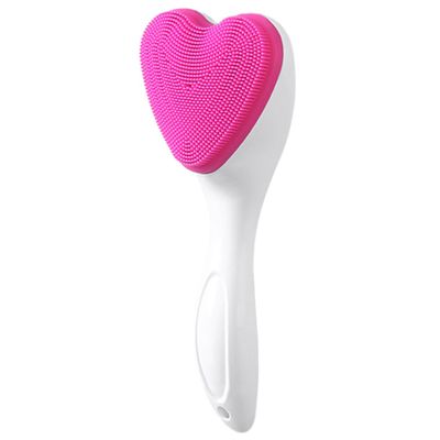 Baluue Manual Silicone Face Cleaning Brush Heart Shaped Facial Cleansing Brush for Women Deep Cleansing Exfoliator for Gentle Skin Care Comfortable Handheld Face Washing Tool