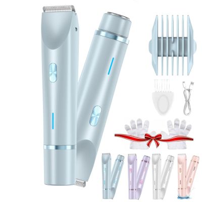 Zquwopk Bikini Trimmer, Portable Women Shaver Tool, Double Head Detachable Razors, Wet and Dry, for Facial Face Lip Chin Underarm Legs