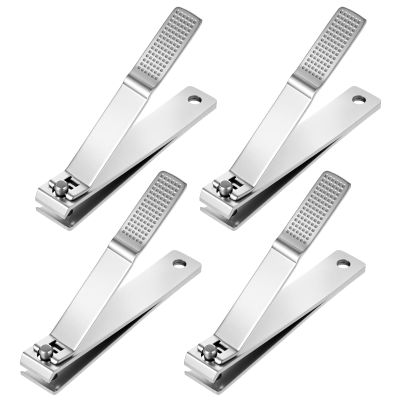 Gjinxi Straight Nail Clippers 4 Pieces Nails Cutter Stainless Steel Flat Nail Clippers Set, Ultra Sharp Fingernail Clipper Adult for Thick Toenails for Natural Nails and Acrylic, Silver