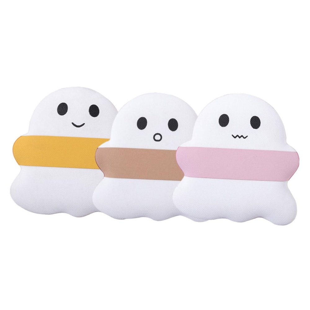 Baluue 3 pcs Ghost Shape Makeup Puff Cute Dry and Wet Face Powder Applicator for Women Portable Finger Strap Cosmetic Sponge for Foundation and Concealer