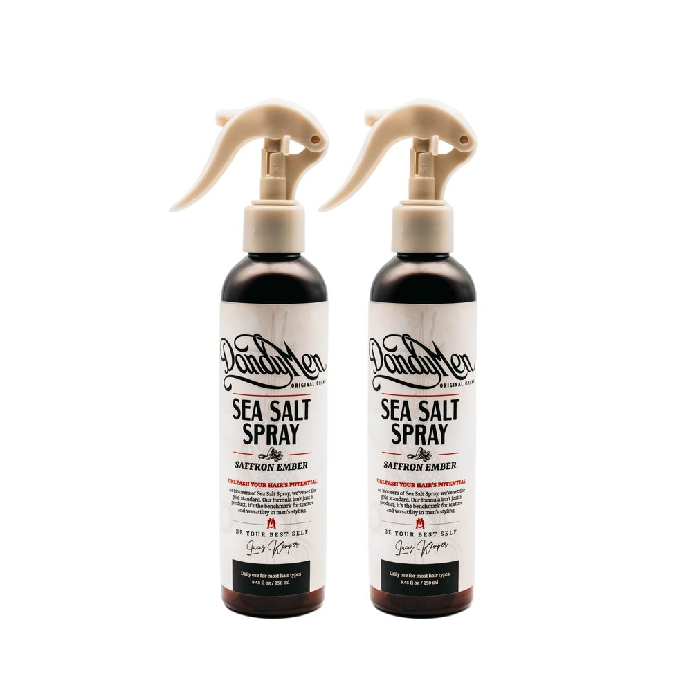 DandyMen Sea Salt Spray Lightweight Texture, Volume, and Flexible Hold with Epsom Salt & Pro-Vitamin B5 (2-pack, Saffron Ember)