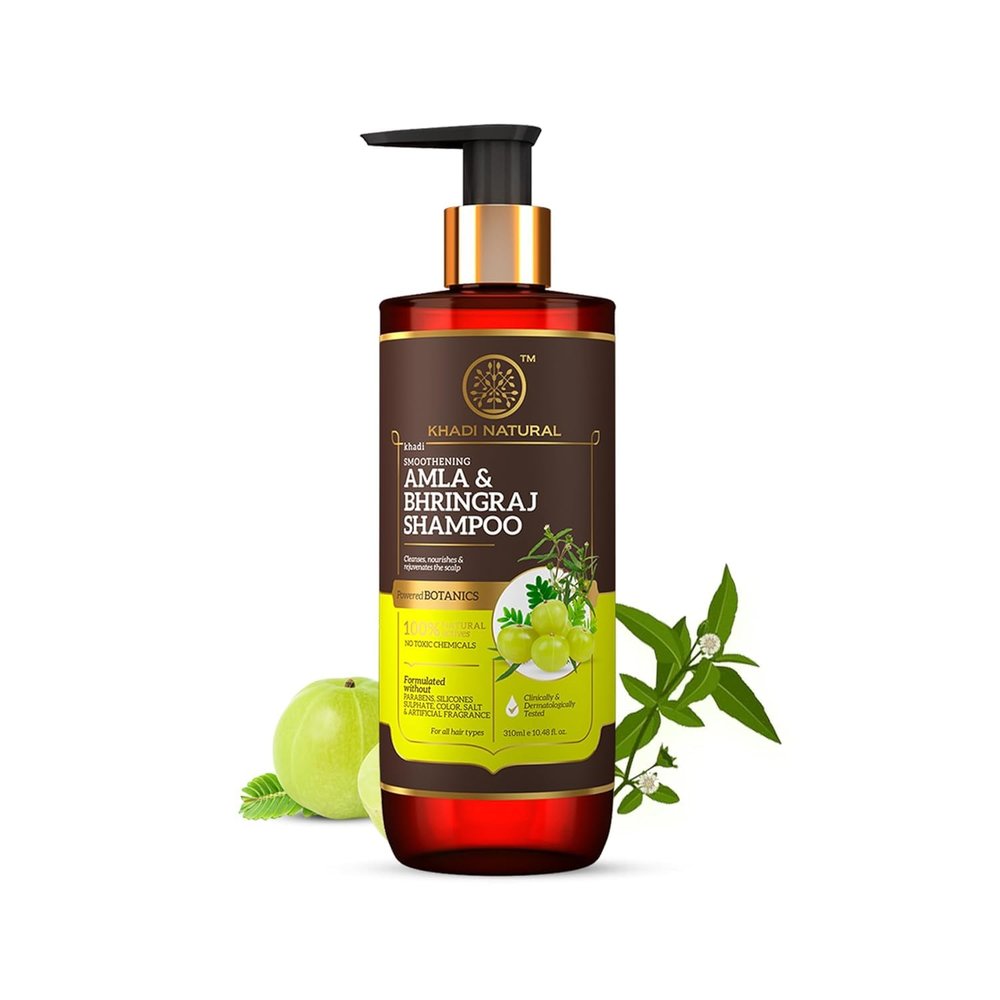 Khadi Natural Amla & Bhringraj Shampoo  Herbal Hair Growth Shampoo for Hair Fall Control  Sulfate & Paraben Free  Softens & Smoothens  For All Hair Types  10.48 fl oz