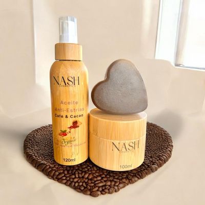 NASH Cosmetics Organic Anti-Stretch Mark Oil and Exfoliant Set, Coffee and Cacao, 120ml and 100ml