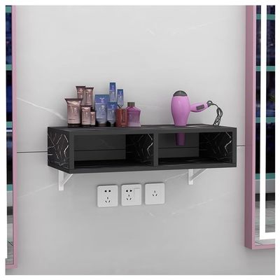 exproyzk Wall Mounted Station Cabinet with Hair Dryer Holder, Hair Styling Tools & Accessories Organizer(Black,50x30x16cm)