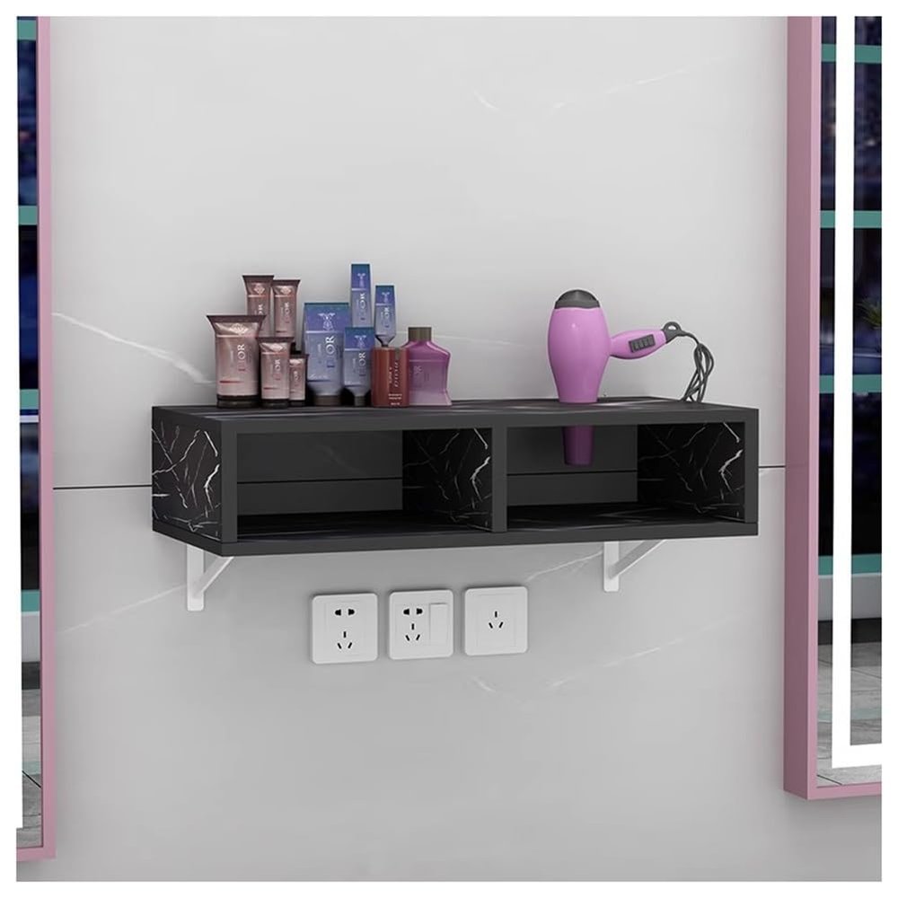 exproyzk Wall Mounted Station Cabinet with Hair Dryer Holder, Hair Styling Tools & Accessories Organizer(Black,50x30x16cm)