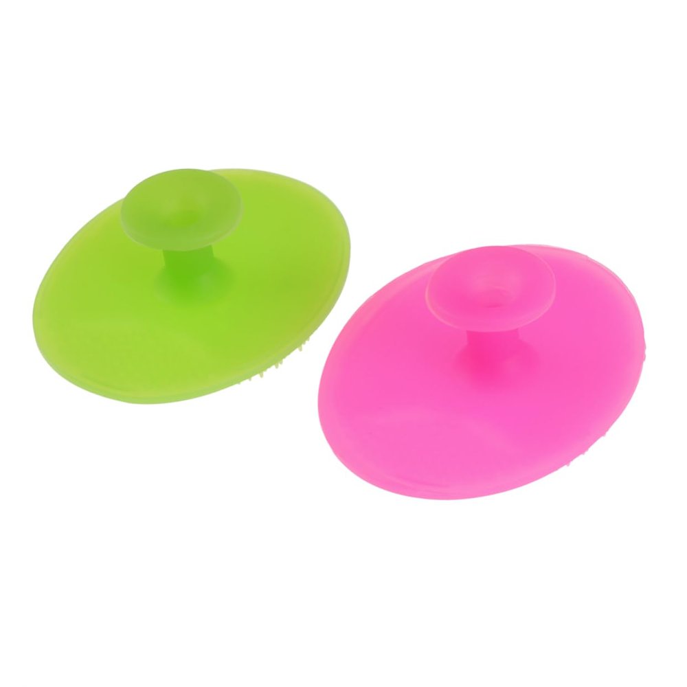 Beaupretty 2pcs Silicone Facial Brush Small Handheld Massager Pads for Women and Boy Girl Non Slip Grip Gentle Exfoliating Scrubber for All Skin Types Durable Stretchy Material in Grass Green