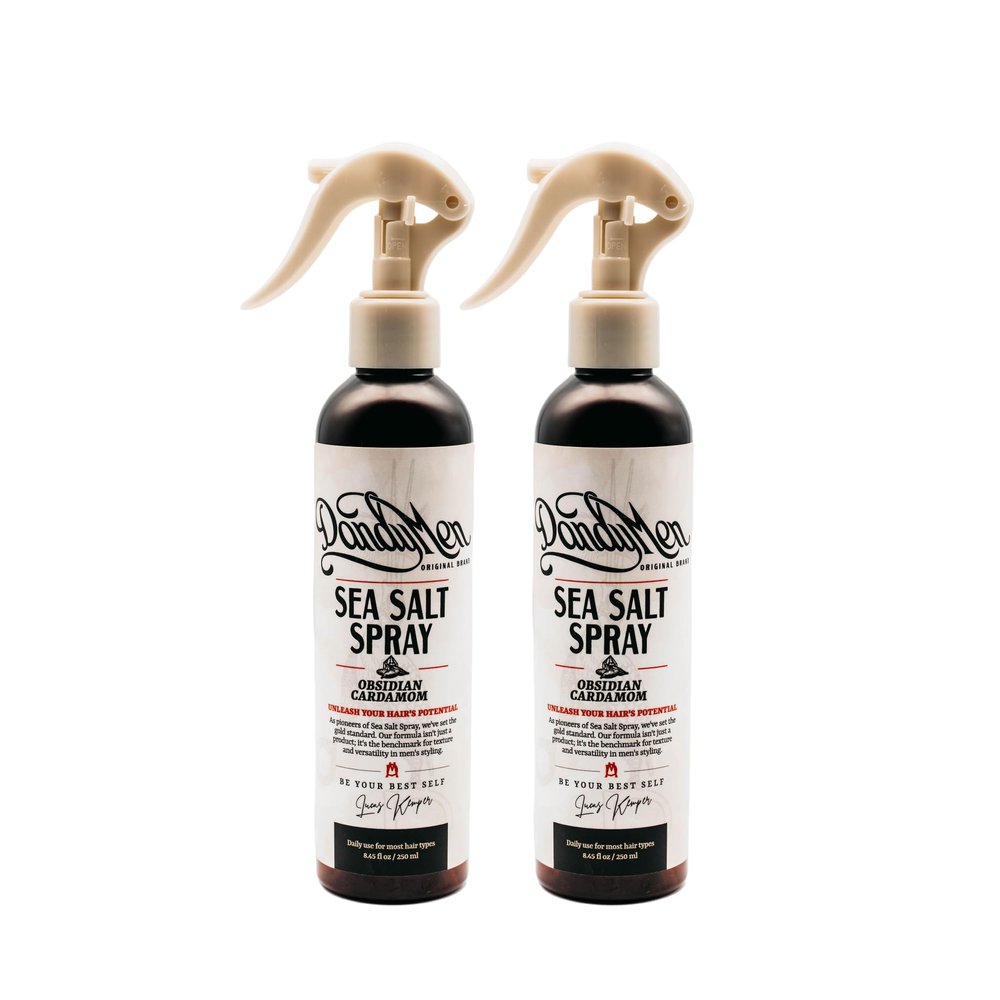 DandyMen Sea Salt Spray Lightweight Texture, Volume, and Flexible Hold with Epsom Salt & Pro-Vitamin B5 (2-pack, Obsidian Cardamom)