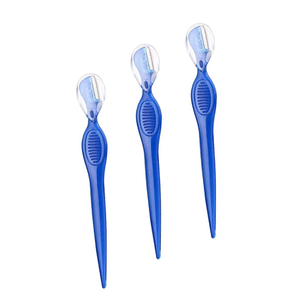 Didiseaon 3Pcs Stainless Steel Eyebrow Razors Lightweight Non Slip Grip Portable Eyebrow Trimmers for Women Delicate Beauty Makeup Tools Transparent Blue
