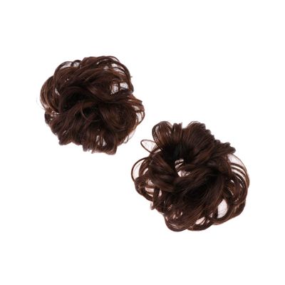 Baluue 2Pcs Light Brown Synthetic Hair Bun Chignon Hair Plate Tool for Women Delicate Headwear for Volume and Fullness Easy to Use