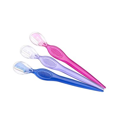 Didiseaon 3Pcs Stainless Steel Eyebrow Razors Lightweight Portable Eyebrow Trimmers with Non Slip Grip for Precise Facial Hair Removal Travel Friendly Makeup Beauty Tools Red