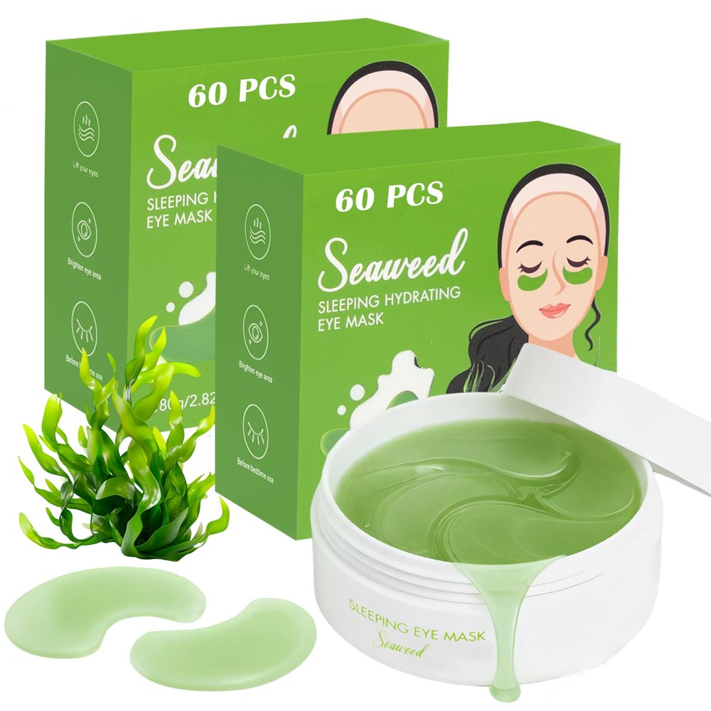 Belluxe 2 Pack Seaweed Eye Mask  60 Pairs, 120pcs | Hydrating & Soothing Under Eye Patches for Dark Circles & Puffiness, Refreshing Under Eye Mask for Tired Skin