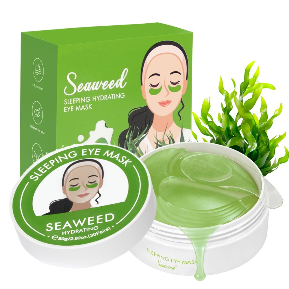 Belluxe Under Eye Patches - Hydrogel Eye Mask for Dark Circles & Puffy Eyes, Korean Collagen Eye Gel Patches with Seaweed, Intense Hydrating Care