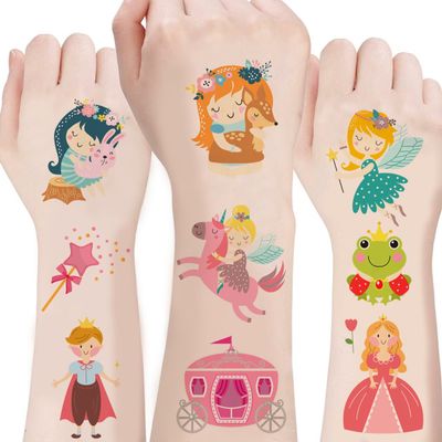 100pcs Princess Temporary Tattoo Stickers:Kawaii Princess Birthday Party Supplies,Birthday Decorations Party Game Activities Reward Gifts (princess)