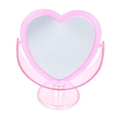 VOSAREA Heart Shaped Makeup Mirror with Pink Acrylic Base Rotatable Design