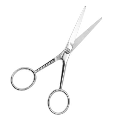 FOMIYES Stainless Steel Grooming Scissors for Men Non Slip Beard Trimming Scissors with Serrated Edges Ergonomic Silver for Precise Facial Hair Cutting