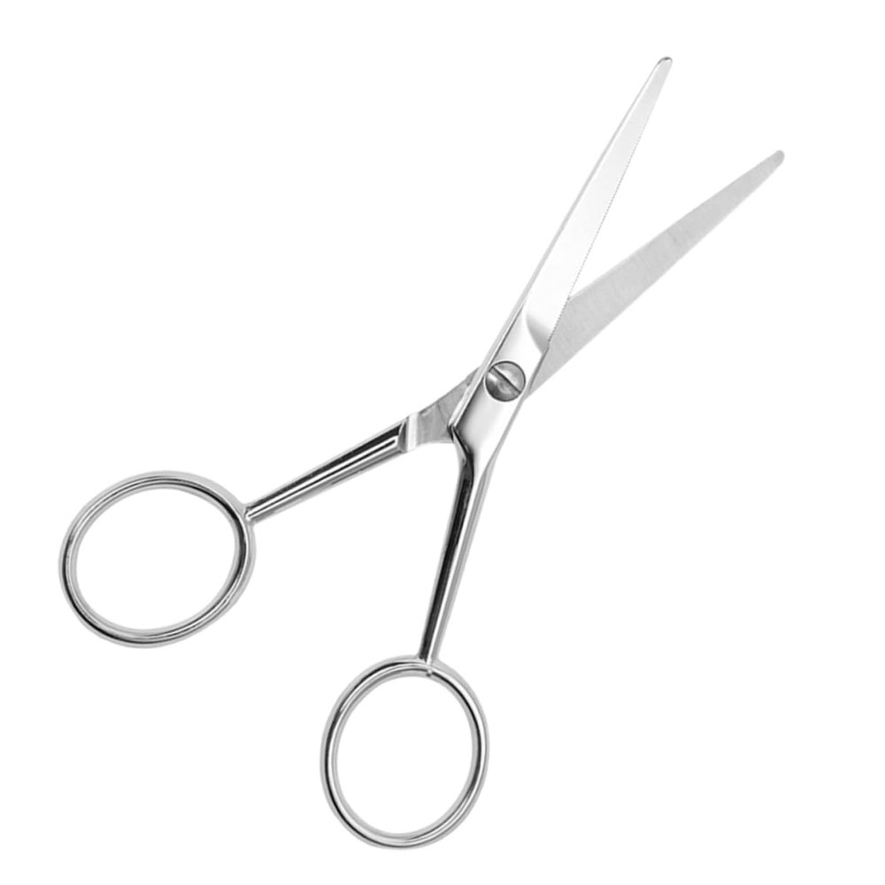 Baluue Stainless Steel Beard Trimming Scissors for Men with Skid Grip Toothed Precision Blades for Accurate Facial Hair Grooming Durable Silver Grooming Tool for Beard Cleaning and