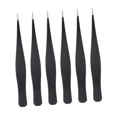Baluue 6pcs Stainless Steel Eyelash Extension Tweezers for Precise Makeup Grooming Multifunctional Beauty Tools for False Lash Application and Eyebrow Shaping Portable and Durable