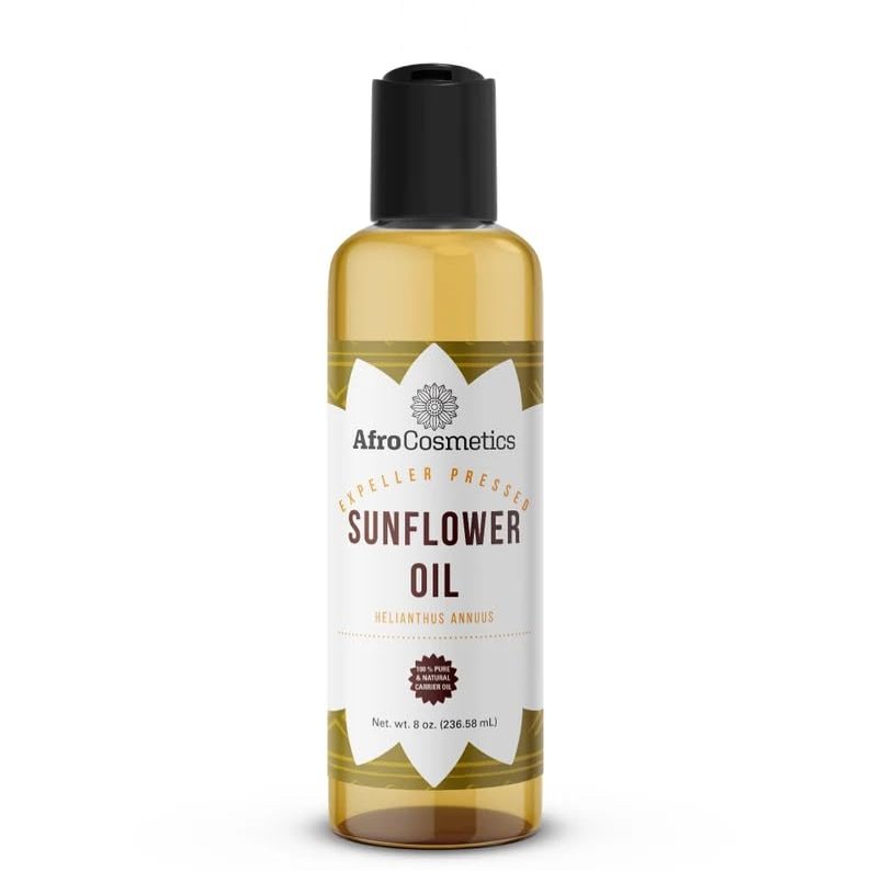 AFROCOSMETICS Sunflower Seed Oil, 100% Natural Organic Cold Pressed Carrier Oil 16 OZ