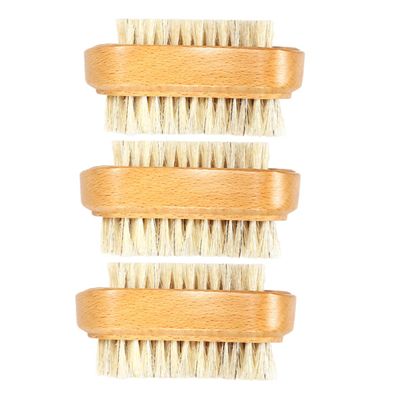 Beaupretty 3Pcs Wooden Nail Brush Double Sided Boar Bristle Scrubbing Cleaner for Fingernail and Hand Cleaning Eco Friendly Natural Bristle Comfortable Grip for Nail Art and Pedicure