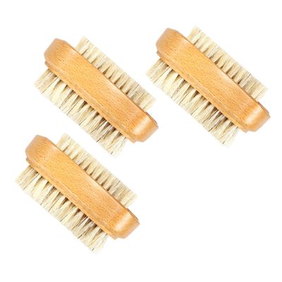 Baluue 3Pcs Double Sided Beechwood Nail Brush with Bristles for Fingernail Cleaning and Scrubbing Portable Nail Scrubber for Adults Suitable for Home Bathroom Kitchen Use