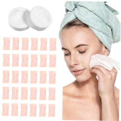 Baluue 100pcs Compressed Cotton Face Towels Disposable Towel Tablets for Travel Camping Facial Cleansing Soft Absorbent Compact Convenience