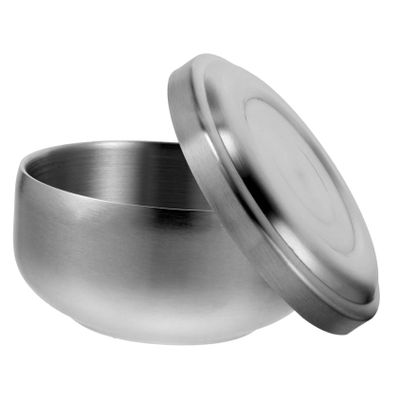 Didiseaon Stainless Steel Men Shaving Soap Bowl with Lid Practical Shave Cream Container for Home Bathroom Durable and Compact Design Male Grooming Suitable for Barbershops and Salons